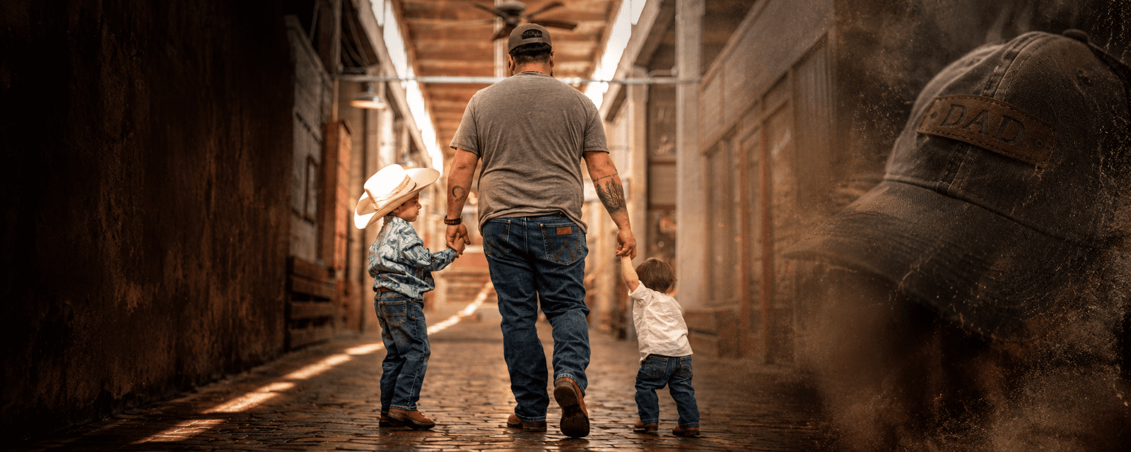 Family walking through the Fort Worth Stockyards