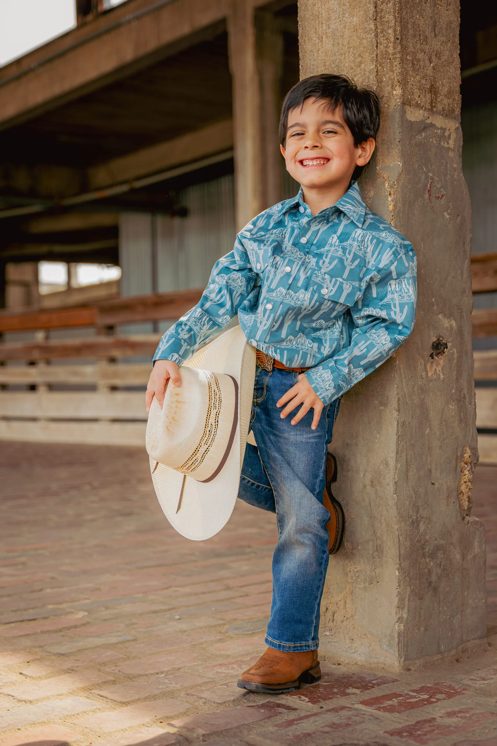 Sebastion birthday portrait in the Fort Worth Stockyards